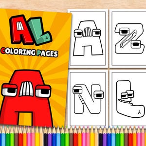 26 páginas para colorear imprimibles del alfabeto Lore Libro para colorear A4 para niños Páginas para colorear imprimibles para jugadores Paquete de letras del alfabeto Lore