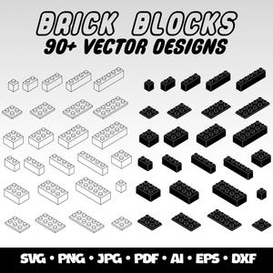 Baksteen bouwstenen Svg bundel kinderen speelgoed bouwstenen Svg baksteen blokken Svg digitale Download baksteen Vector Cricut bundel SVG