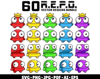 Repo Game Svg Bundle Gaming Clipart PNG Repo Characters Horror Game R.E.P.O. Video Game Svg Vector Digital Download Gamer Birthday