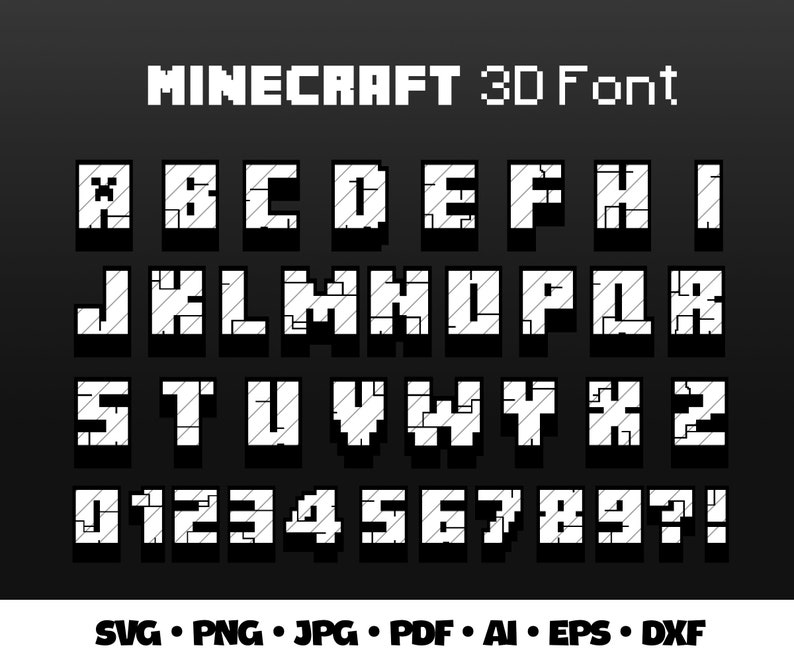 Minecraft Font Svg Bundle Minecraft Alphabet Printable Minecraft Gamer