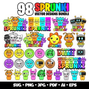 98 Incredibox Sprunki Svg Bundle Sprunki Beats Gaming Clipart Layered SVG Gamer Birthday Incredibox Sprunki Png Svg Characters