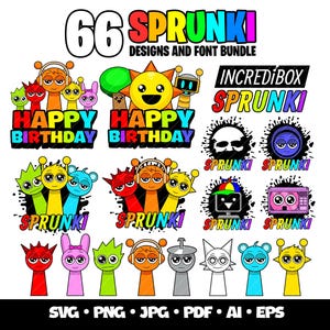 66 Incredibox Sprunki Svg Bundle Sprunki Beats Gaming Clipart Layered SVG Gamer Birthday Incredibox Sprunki Png Svg Characters
