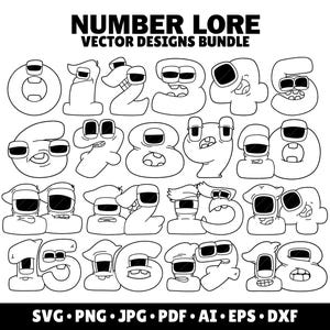 Number Lore SVG Bundle Letters Printable Number Lore Png Clipart Kids Birthday Party Printable Font Letters
