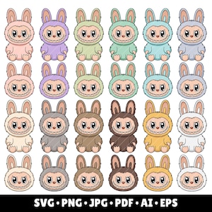 Labubu Svg Bundle Vector Digital File for Cricut Labubu Characters Clipart Bundle