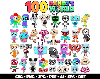 100 Dandy&#39;s World SVG Bundle Roblox Characters Gamer Birthday Party Roblox SVG Kids Gaming Clipart Dandys World Characters Digital Download