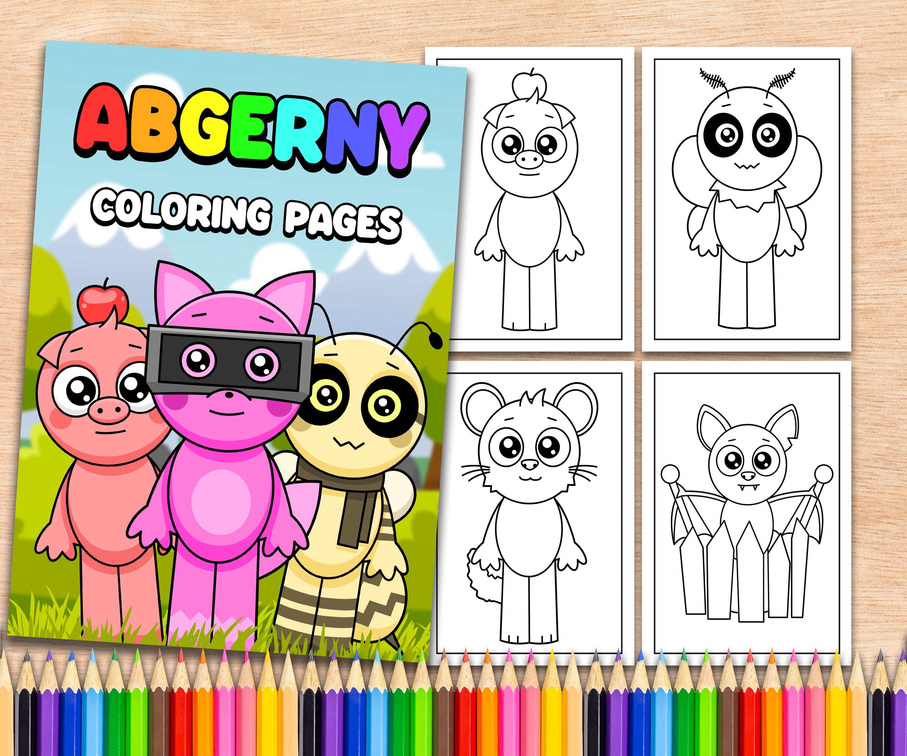 20 Abgerny キャラクターの印刷可能な塗り絵ページ A4 子供向け