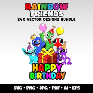 Rainbow Friends Svg Bundle Gaming Clipart Rainbow Friends Cricut Files Rainbow Friends Layered Svg and Png Roblox Rainbow Friends Birthday