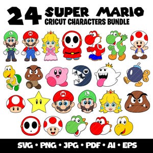 Super Mario Svg Bundle, Super Mario svg, svg Yoshi, Super Mario Svg en couches, Super Mario Png, Mario Svg Bundle, pêche Svg, fichier Yoshi