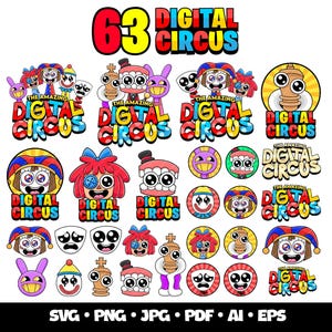 63 Amazing Digital Circus Sprunki SVG Bundle Digital Circus, Pomni, Jax, Kaufmo, Personagens de circo digital incríveis Camiseta para jogador para impressão