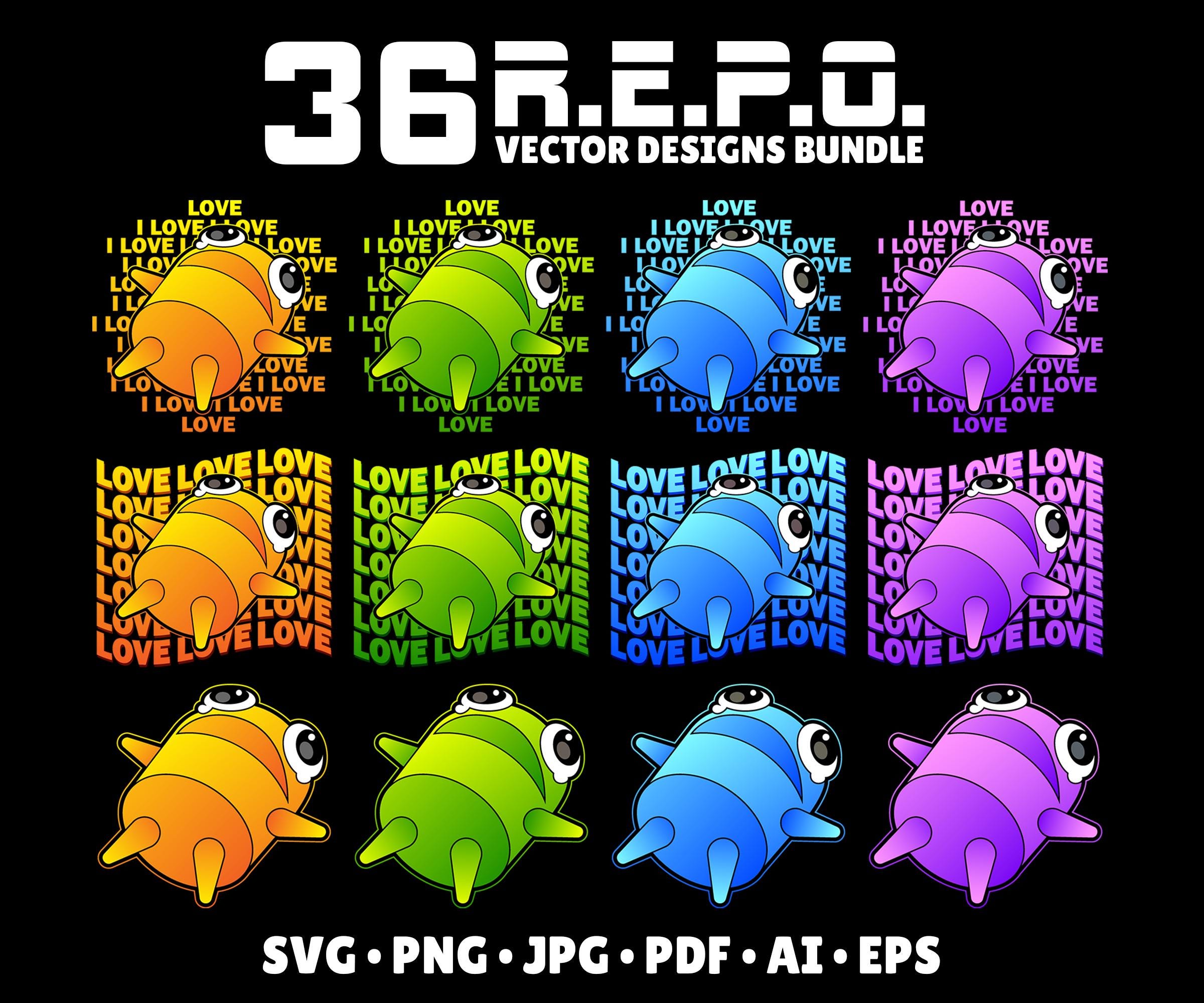 REPO I Love Game Svg Bundle Gaming Clipart PNG Repo Tshirt Horror Game R.E.P.O. Video Game Svg Vector Digital Download Gamer Birthday
