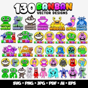 130 Garten of Banban Bundle Characters Layered SVG Jumbo Josh Garten Of Banban Birthday Cricut Gaming Clipart Banban Characters SVG Bundle