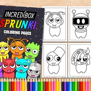 20 Sprunki Characters Printable Coloring Pages A4 Coloring Book for Kids Gamer Printable Coloring Pages Incredibox Sprunki Characters Bundle