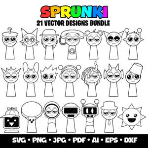 Incredibox Sprunki Svg Bundle Sprunki Beats Gaming Clipart SVG Gamer Birthday Incredibox Sprunki Png Clipart Oren, Simon, Wenda, Beats, Sky