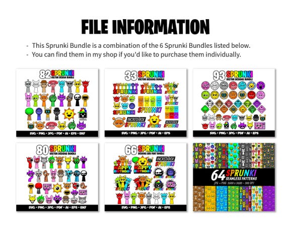 350 Sprunki Svg Bundle Sprunki Beats Gaming Clipart Layered