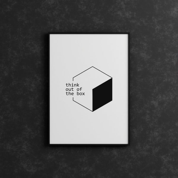 Denk uit de doos motivatie minimalistische poster print motiverende kantoor decor inspiratie poster ondernemer kunst aan de muur cadeau voor jongens