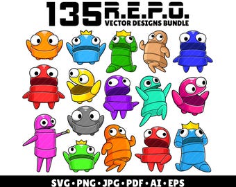 Repo Game Svg Bundle Gaming Clipart PNG Repo Characters Horror Game R.E.P.O. Video Game Svg Vector Digital Download Gamer Birthday