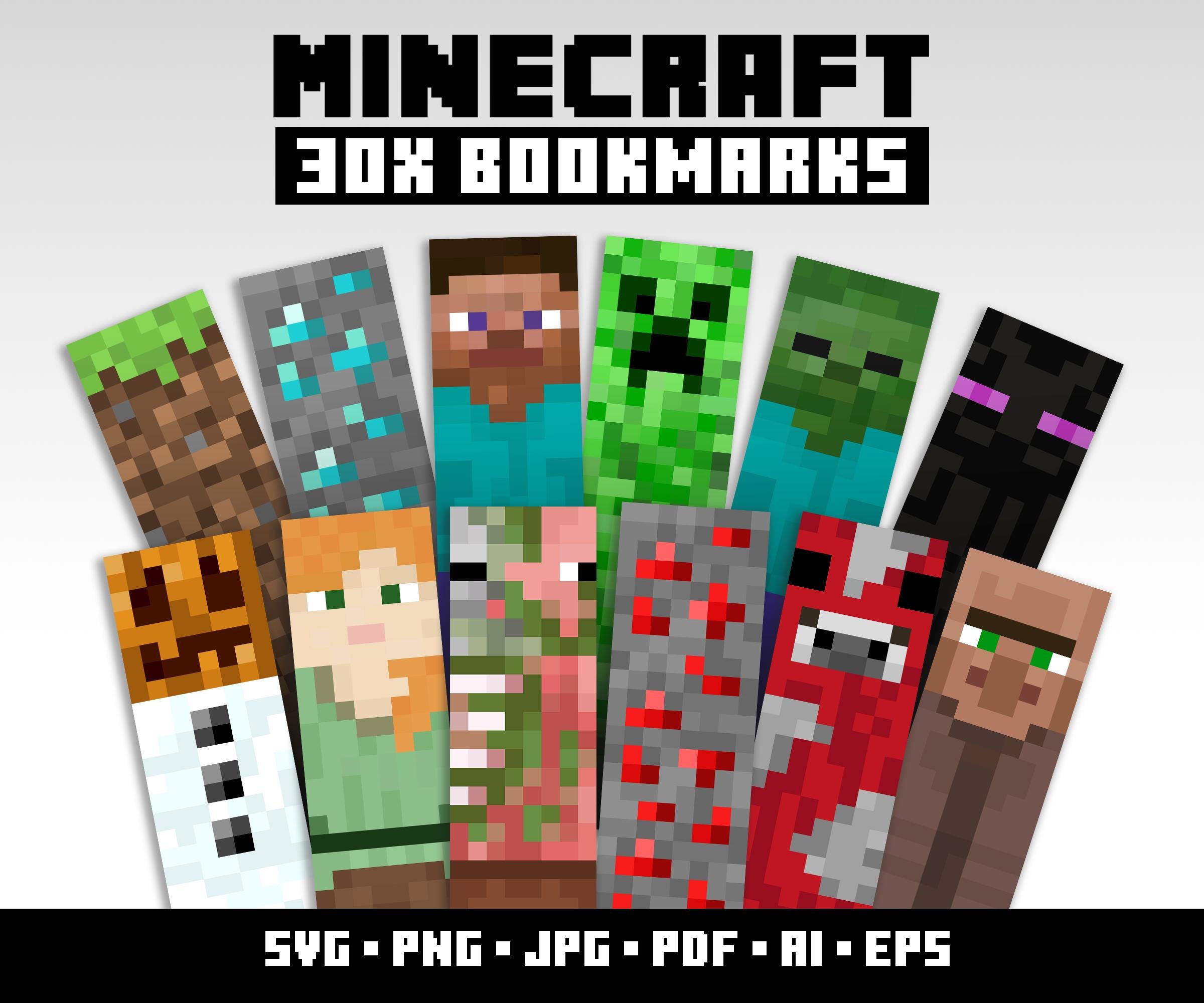 30 Mine Lesezeichen Druckbare PDF Minecraft Bundle Gaming Clipart Minecraft SVG Bundle Minecraft Gamer Geburtstag Geschenk DIY