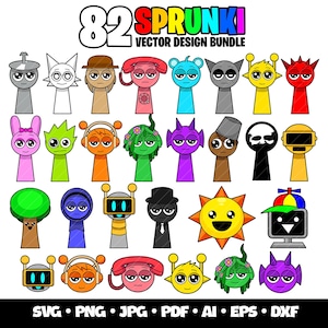 82 Incredibox Sprunki Svg Bundle Sprunki Beats Gaming Clipart Layered SVG Gamer Birthday Incredibox Sprunki Png Clipart