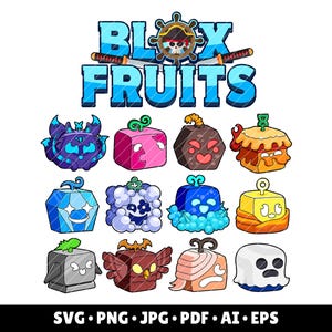 Blox Fruits SVG Bundle Roblox Gaming Clipart Pirate Ninja Roblox SVG Blox Fruit Birthday Printable Shirt Roblox Tee Game Fruits PNG