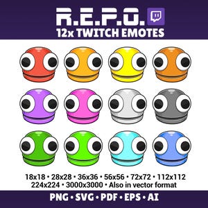 REPO Emotes Pack for Twitch Discord REPO Side Eye Emote Discord Stickers Repo Game Twitch Emotes Bundle