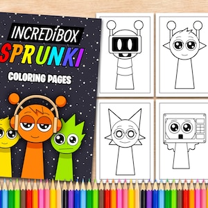 24 Kleurplaten Sprunki-personages Afdrukbare A4-kleurplaten Kleurboek voor kinderen Gamer Kleurplaten Incredibox Bundel Sprunki-personages