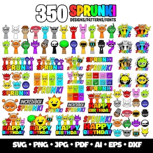 350 Sprunki Svg Bundle Sprunki Beats Gaming Clipart Layered SVG Gamer Birthday Incredibox Sprunki Pattern Font Png Clipart