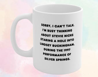 Coffee Mug, Fleetwood Mac Stevie Nicks Secret Santa Christmas Gift Silver Springs Coffee Cup Present, Ceramic Mug 11oz, Holiday Gift