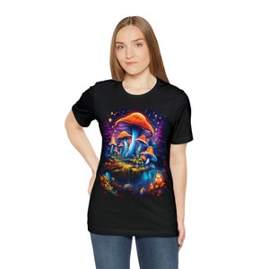 Mushroom Forest Short Sleeve Tee, Psychedelic T-Shirt, Gifts for Him, Gifts for Her, Trippy T-Shirt, Vibrant Tee
