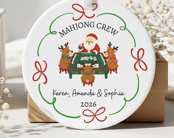 Personalized Mahjong Group Ornament, Mahjong Ladies Gift, Custom Mahjong Club Gift, Mahjong Christmas Ornament, Mah Jong Keepsake