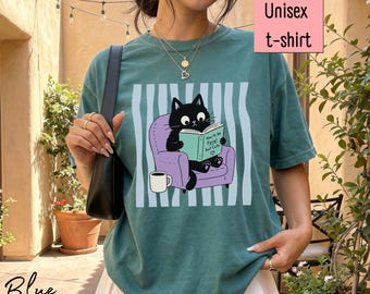 Book Lover Shirt, Cat Lover Shirt, Bookish Graphic Tee, Reading Shirt, Bookworm Tee,  Reader Gift, Comfort Colors Tee