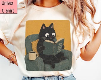 Book Lover Shirt, Cat Lover Shirt, Bookish Graphic Tee, Reading Shirt, Bookworm Tee, Cozy Cottagecore Top, Reader Gift, Comfort Colors Tee