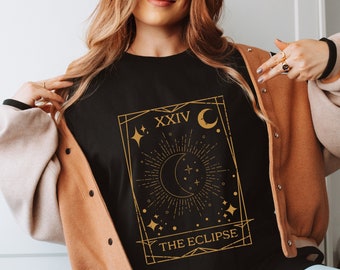 Comfort Colors Mystic Moon And Sun Shirt Solar Eclipse 2024 Tarot Card Goblincore Shirt Stars Best Selling Shirts Path Of Totality Astronomy