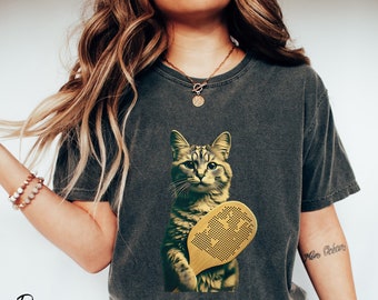 Vintage Cat Shirt Pickleball Shirt Comfort Colors Trending Now Cat Owner Shirt Pickleballer Shirt Oversized Washed Tee Ugly t Shirt Meme