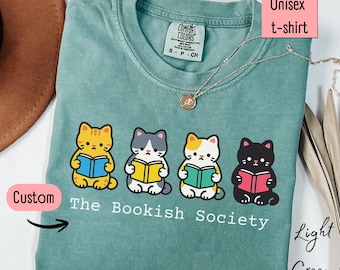 Camiseta personalizada para club de lectura, camiseta personalizada para amantes de los libros, camiseta para club de lectura, regalo para ratones de biblioteca, camiseta personalizada con nombre y colores cómodos para amantes de los libros.