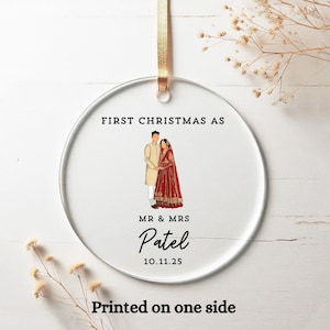 1st Christmas Mr Mrs Personalized Indian Bride Groom Newlywed Gift Last Name Ornament New Couple Ornament Just Married Gift Indian Wedding