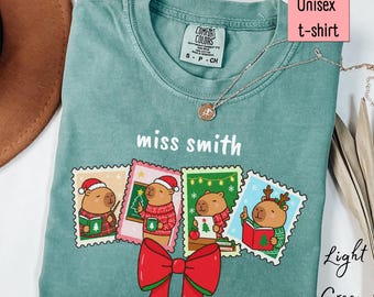 Custom Name Teacher Shirt, Christmas Outfit, Comfort Colors Shirt, Customized Teacher, Kindergarten Team, Custom Name Teacher, Xmas Teacher