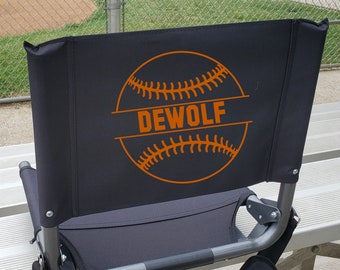 Custom Bleacher Seat with Name Personalization for Baseball Fans, Baseball Team Name and Colors Personalizable Stadium Seat