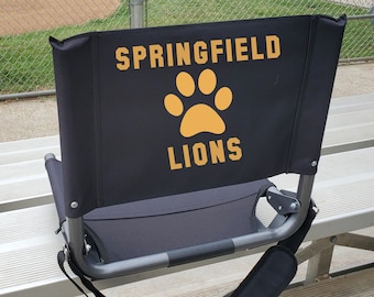 Custom Team Logo Bleacher Seat, Baseball Mom Stadium Seat, Football Dad Chair, Soccer Mom Personalized Chair, Game Day Customized Seat