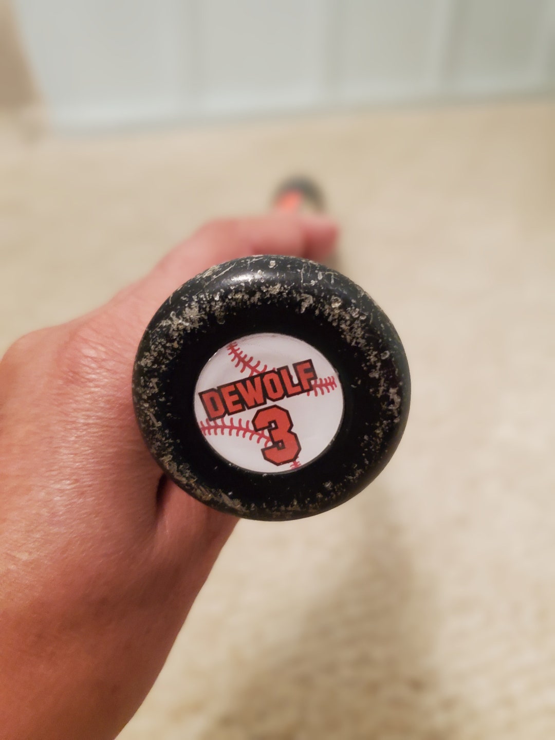 Personalized Baseball Bat Name and Number Sticker Custom 1 Inch 3D