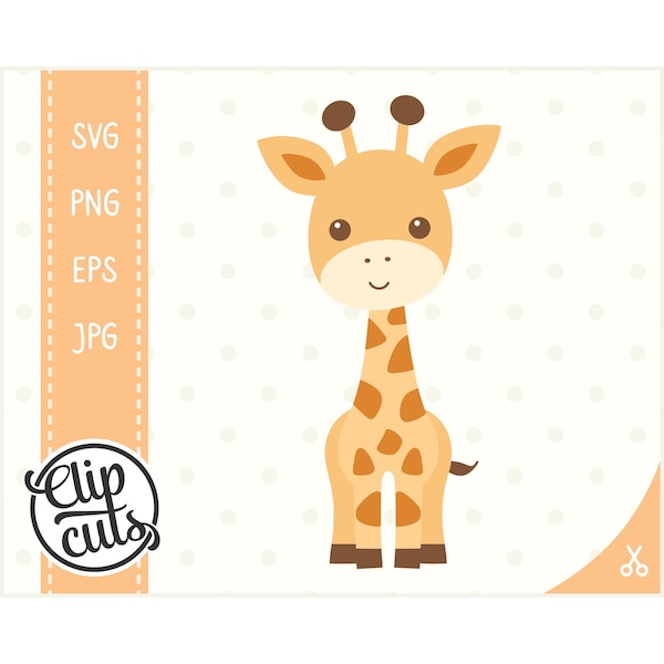 Cute Giraffe SVG, Giraffe Clipart PNG, Sublimation designs, Giraffe Cut File, Safari Nursery Decor, Kawaii Animal, Layered svg for Cricut