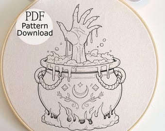 ACOTAR Cauldron Hand Embroidery Pattern, Fantasy Decor (PDF Download)