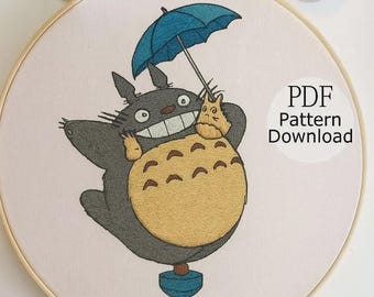 Totoro Embroidery Pattern, Ghibli Anime Design (PDF Pattern)
