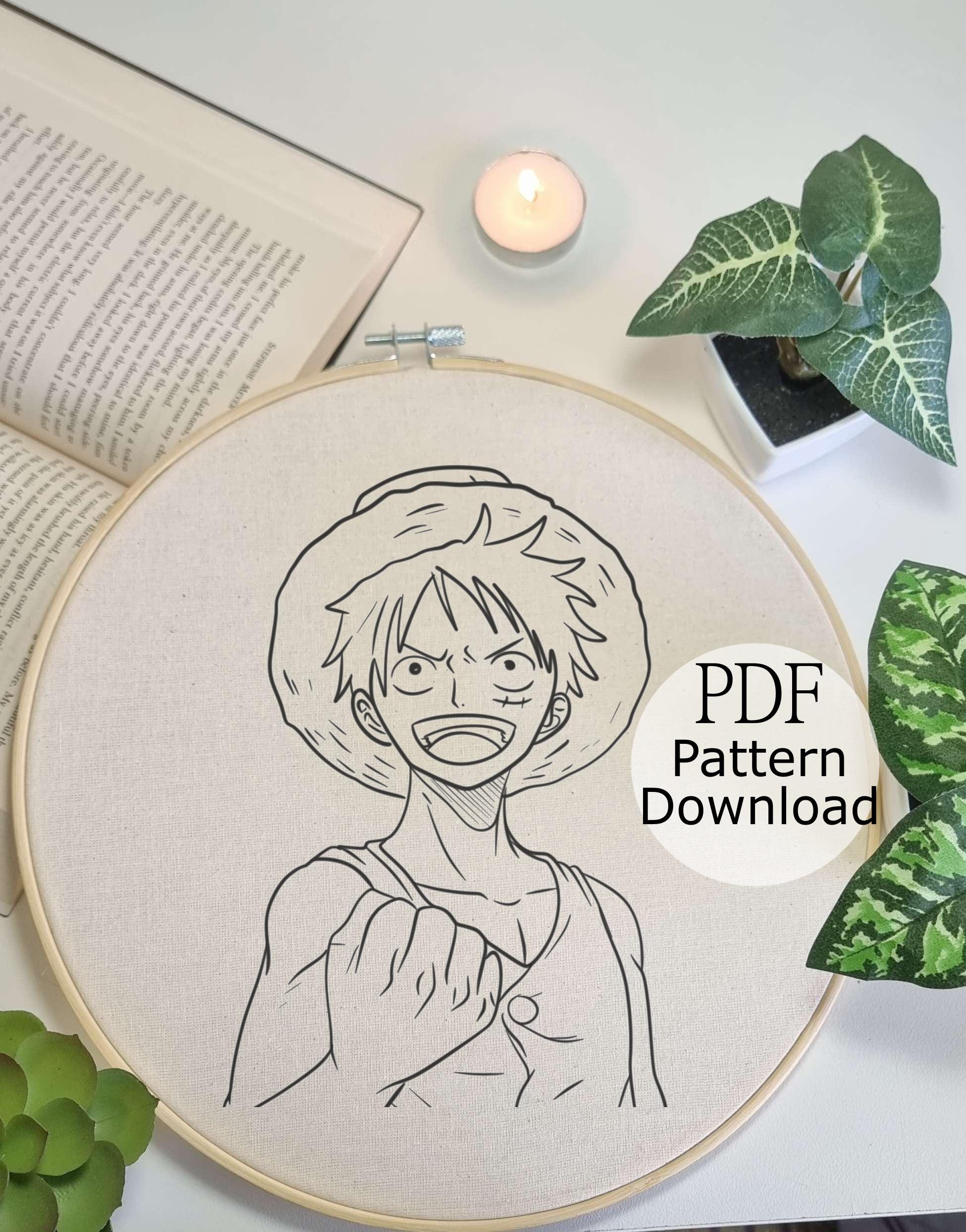 Luffy Embroidery Design: One Piece Anime PDF Pattern - Etsy