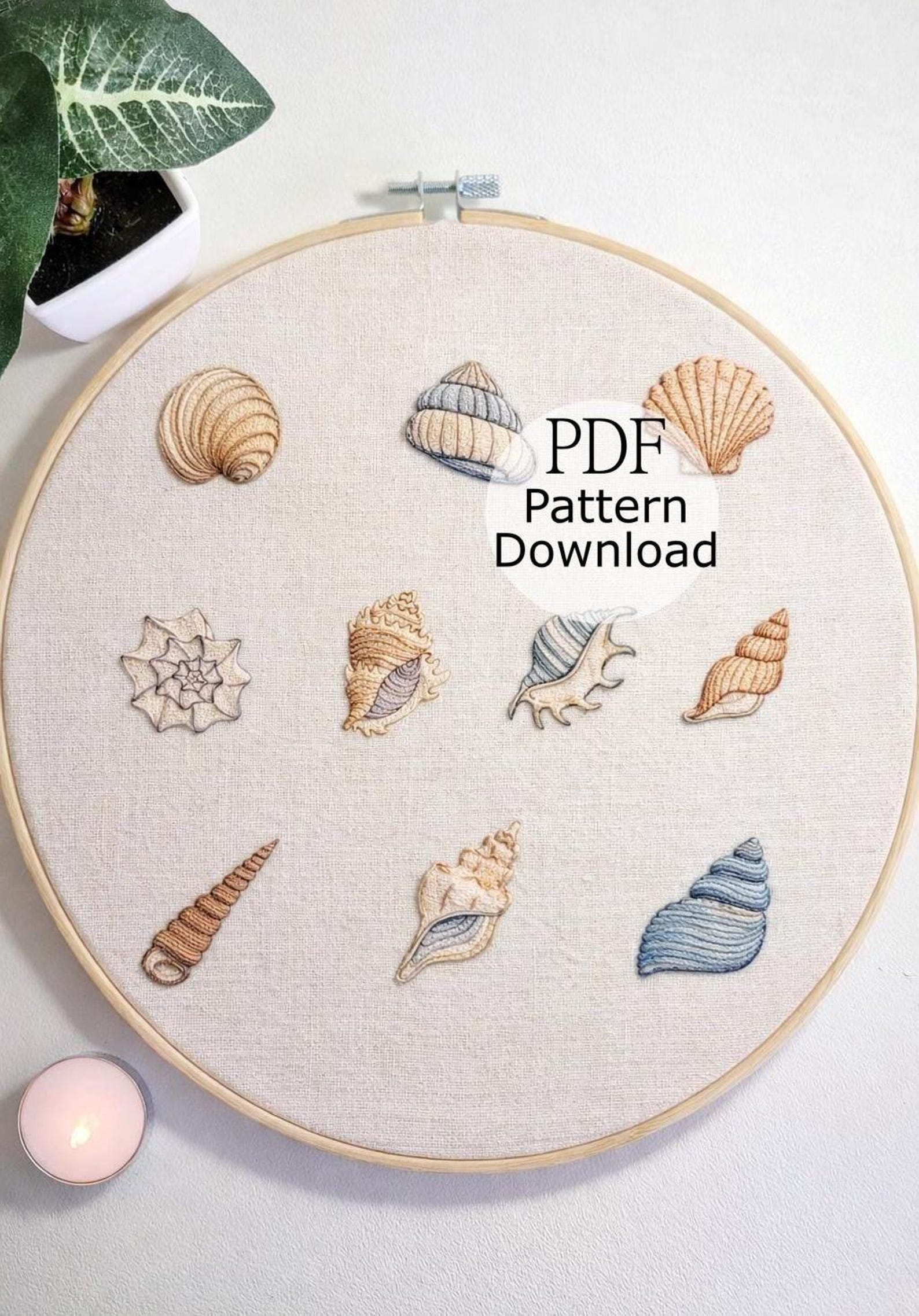 Sea Shells Embroidery Pattern, Coastal DIY Needlework (PDF Download) - Etsy