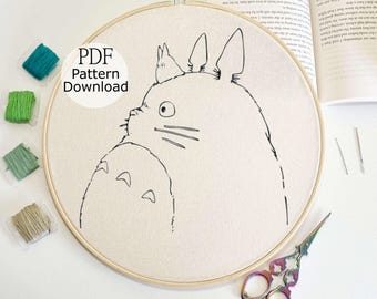 Totoro Embroidery Pattern, Ghibli Anime Design (PDF Pattern)