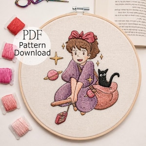 Kiki's Delivery Service Embroidery Pattern, Anime Design (PDF Pattern)