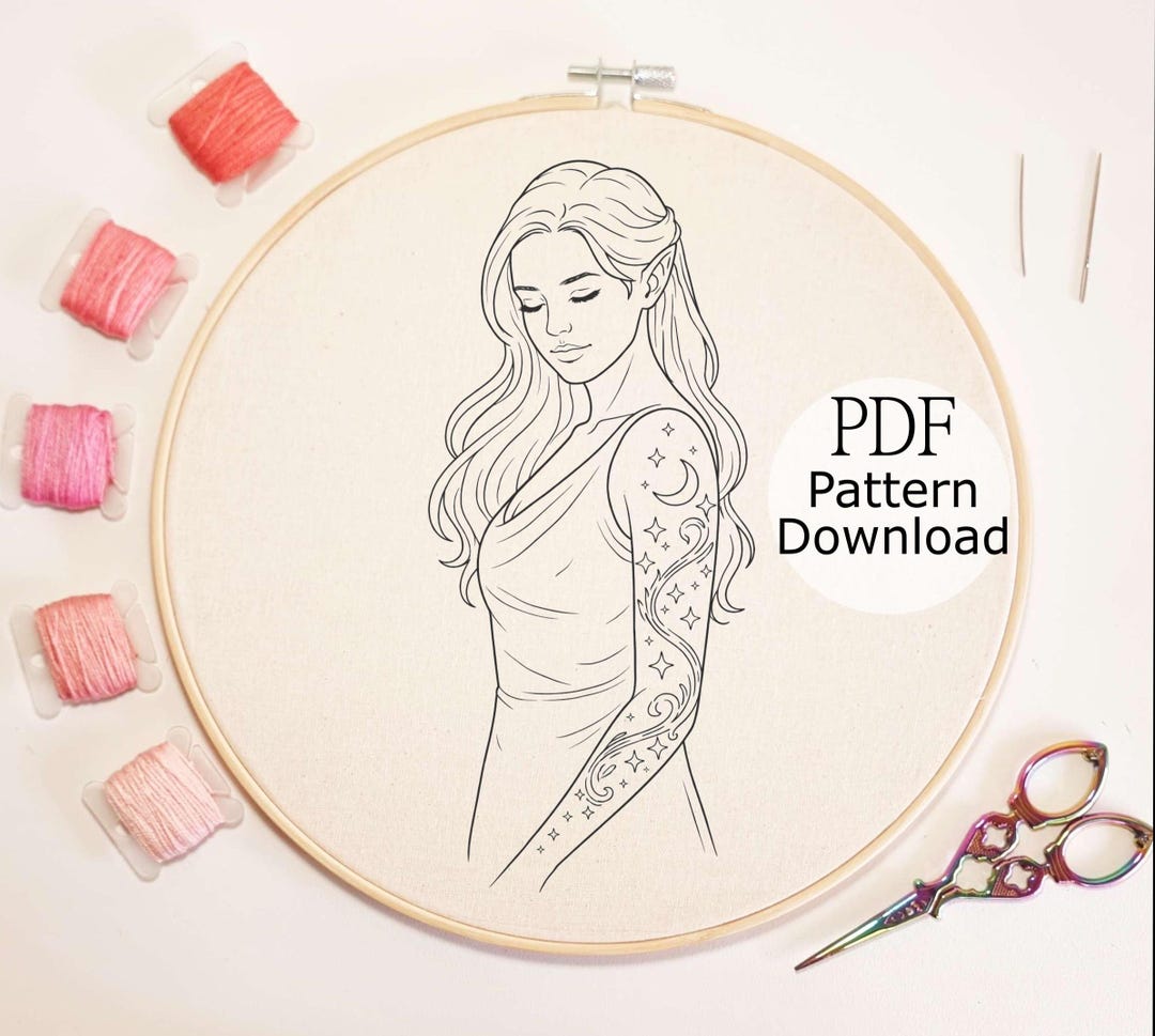 Feyre Archeron Embroidery Pattern, ACOTAR Night Court Fantasy Decor ...