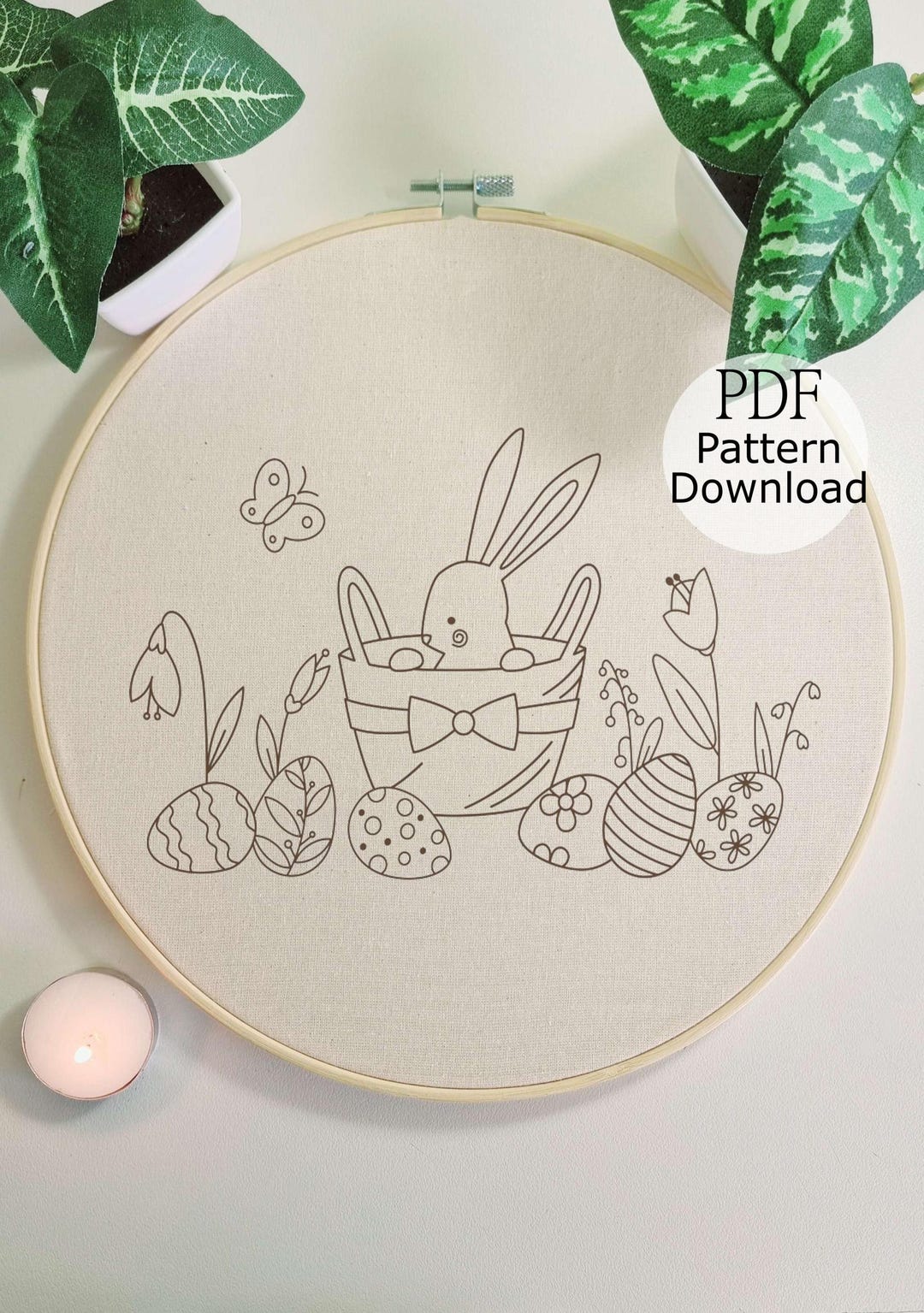 Easter Bunny Embroidery Pattern, Spring Decor Embroidery Design, PDF ...