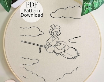 Kikis Lieferservice-Stickmuster, Anfänger Anime Design (PDF-Muster)