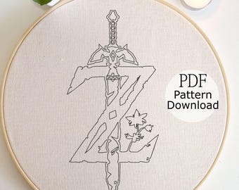 Zelda Logo Embroidery Pattern, Gamer Geek Decor (PDF)